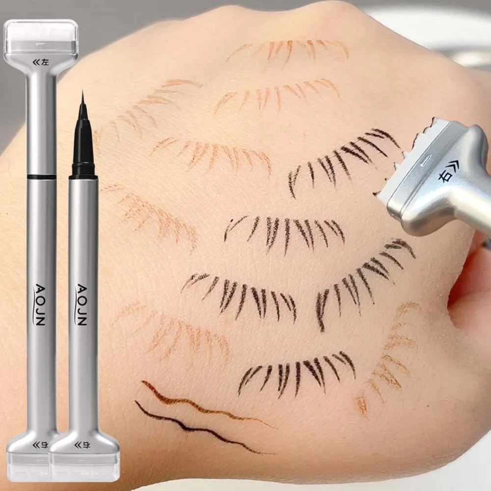 Reusable Lower Eyelash Ink Seal Pencil 2 in 1 Natural Simulation Eyelashes Stamp Eyeliner Waterproof Fast Drying Makeup Cosmetic