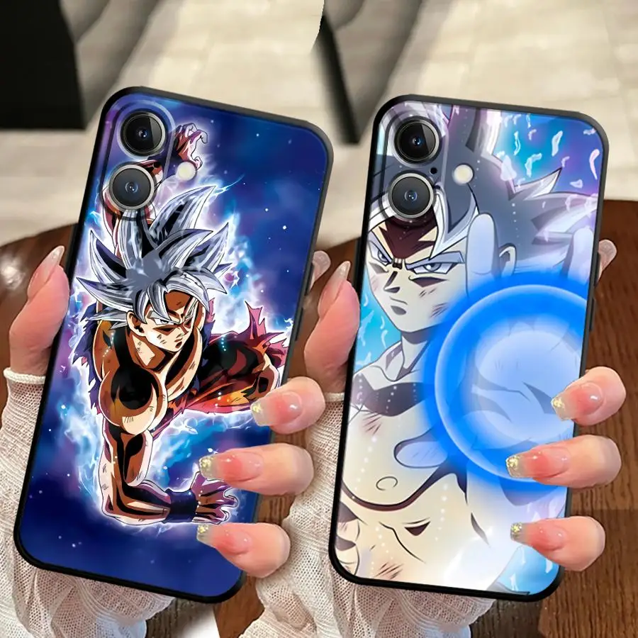 Black Soft Phone Cover Case for iPhone 7 8 15 16 14 Plus XR 13 12 11 17 Pro Max 17Air XS Max Dragon Ball Vegeta Anime