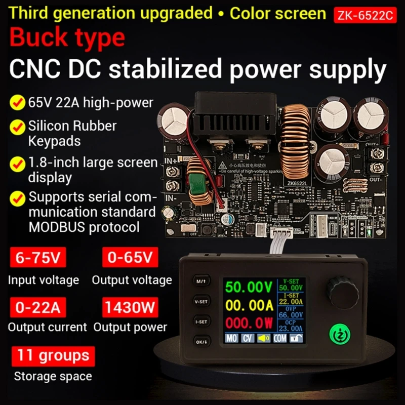 

Direct Current Step Down Variable Regulator Input 6-75V Output 0-65V 22A Adjustable Bucking Converters Voltages Stabilizers