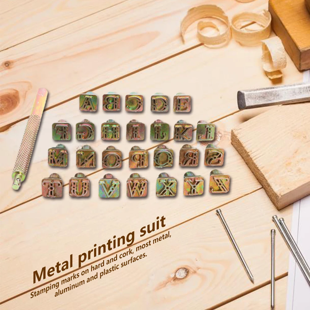 

Zinc Alloy English Letters Stamping Symbol Set 26 Stamps Leather Decor Craft