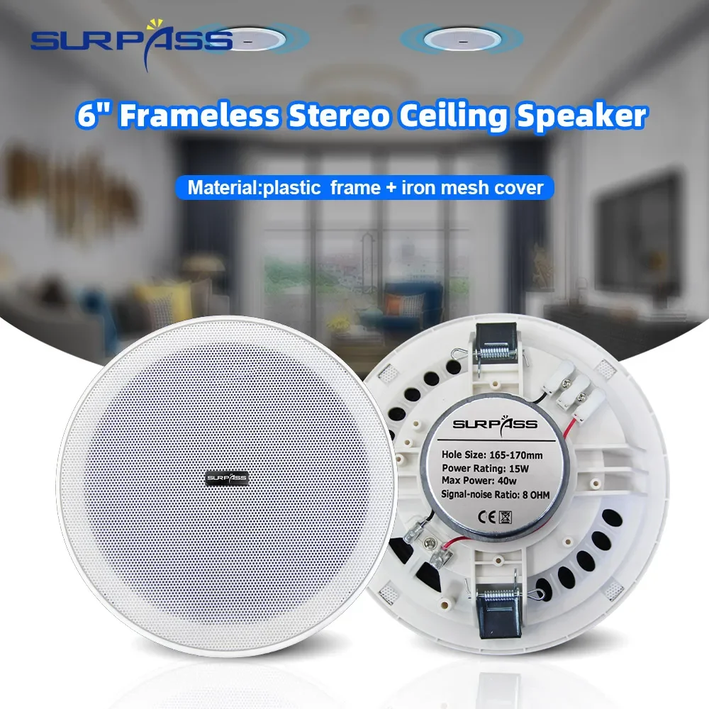 AMPLIFICADOR DE pared inteligente para el hogar, Mini Panel de Control táctil con tecla compatible con Bluetooth, Radio Fm, altavoz de techo sin marco para sala de estar