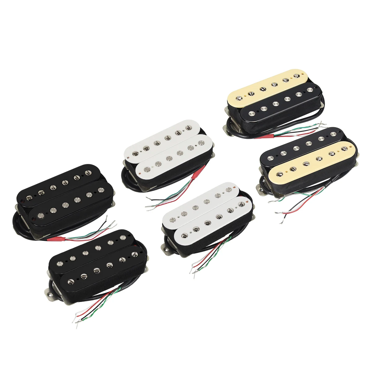 FLEOR Set of Alnico 2 Neck & Bridge Guitar Pickup Humbucker Pickups Double Coil Guitar Parts, Zebra/Black/White for Choose