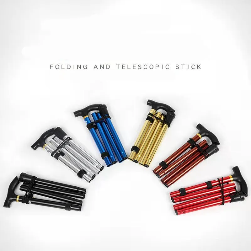 New Mini Telescopic Walking Sticks Collapsible Cane Trusty Running Canes Folding Hiking Trekking Poles For The Elder Alpenstocks