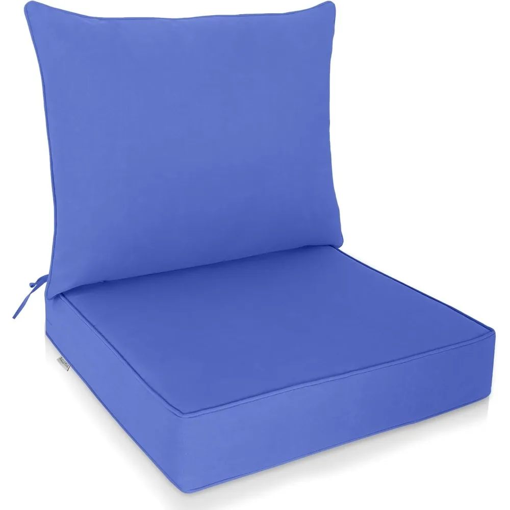 

Deep Seat Outdoor Patio Seat Cushion Set, 25x25x5 inches, 2-Piece Back Chair Cushion, Ocean Blue