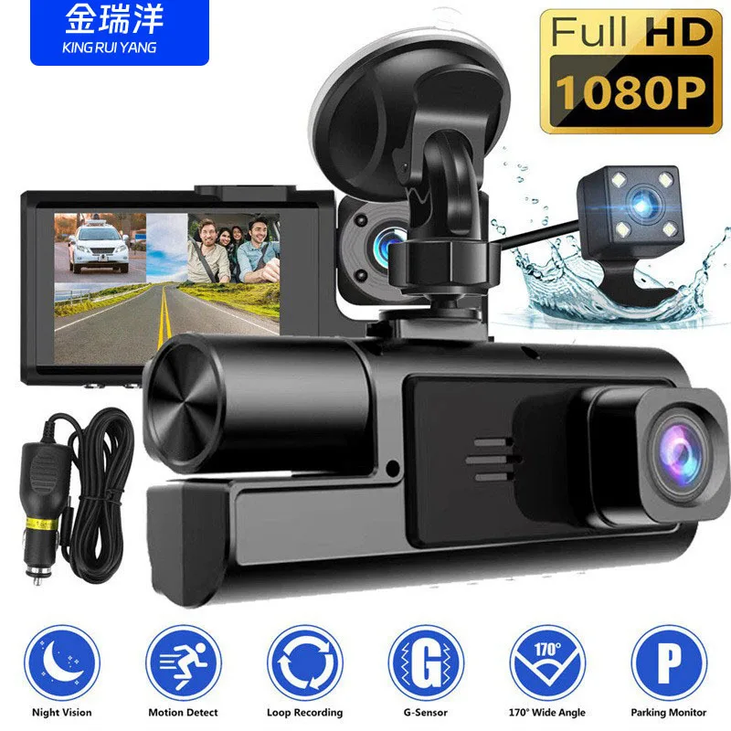 

Dashcam 2 camera HD 1080P triple lens with reversing image parking monitoring car DVR