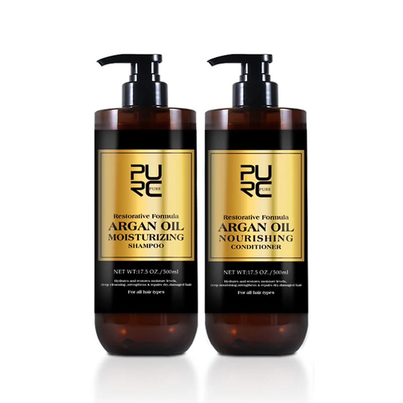 

PURC Organic Sulfate Free Morocco Hair Shampoo Repair Damaged Frizz Argan Oil Conditioner Brazilian Treatment Hair Care Products