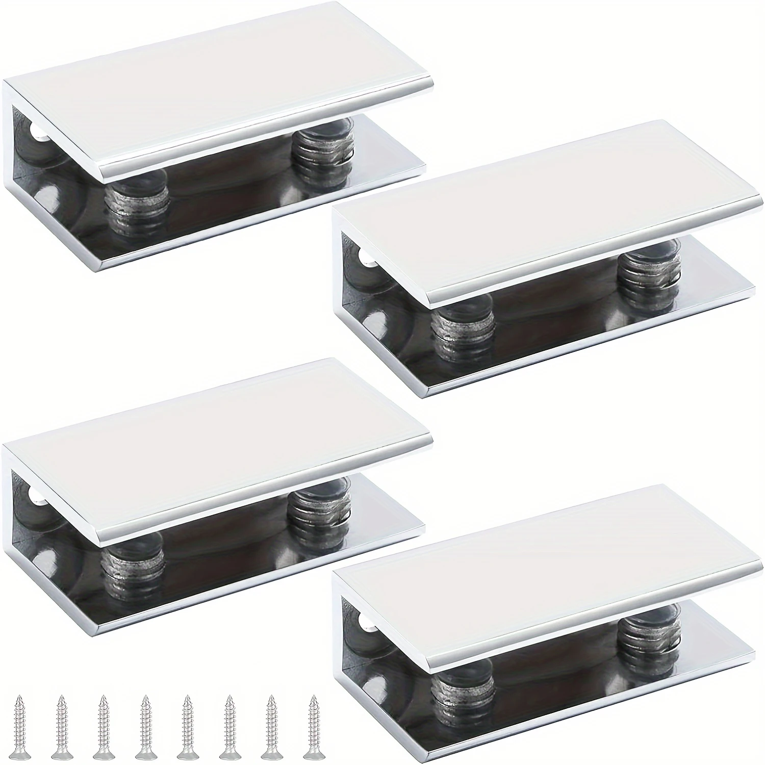 4 Pcs Zinc Alloy Glass Bracket for 8-10mm Rectangular Glass for Window Bathroom Glass Clamps Holder Shelf Clip Bracket Support