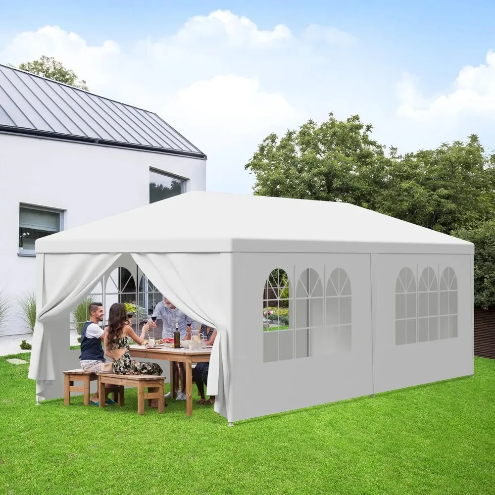 10'x10/20/30' Outdoor Canopy Tent Camping Gazebo Storage Shelter Pavilion Cater for Party Wedding Events BBQ w/4 Removable