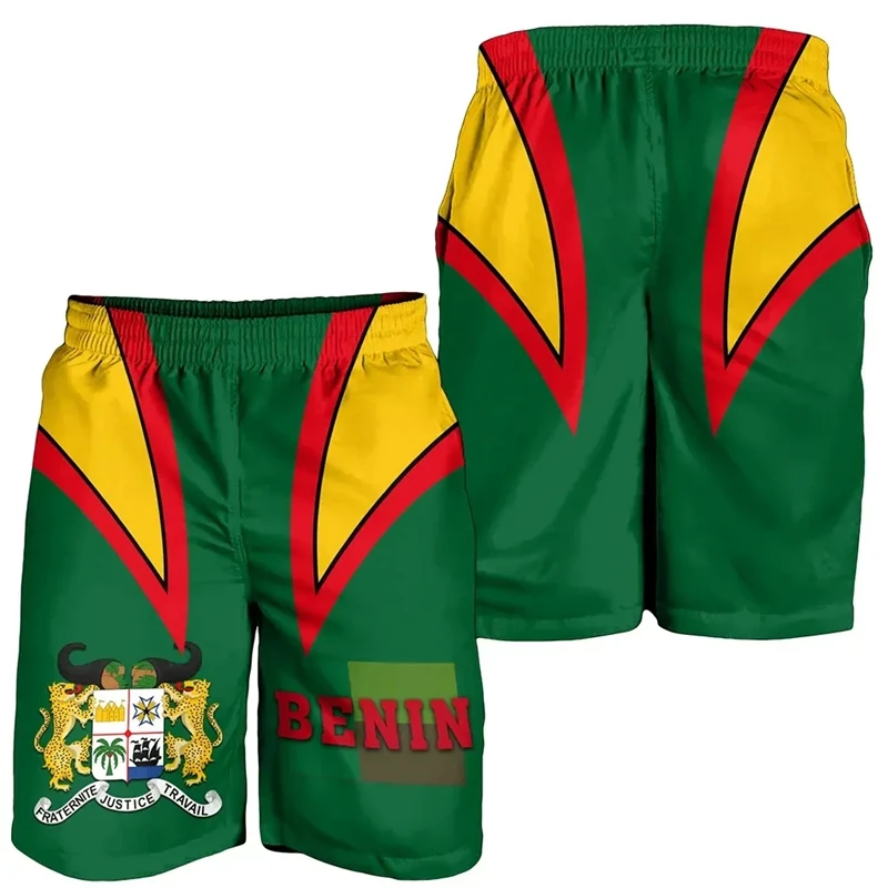 Benin Flag Map pantaloncini da spiaggia stampati in 3D tronchi da ragazzo hawaiani emblema nazionale pantaloni corti per uomo abbigliamento Africa Country Pants