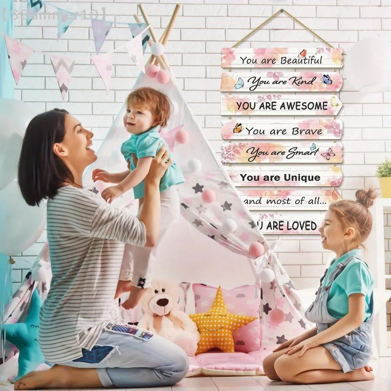 【SSummer10】Putuo Decor 1pc Inspirational Quotes Wooden Hanging Sign You Are Beautiful You Are Kind Gift【SS】