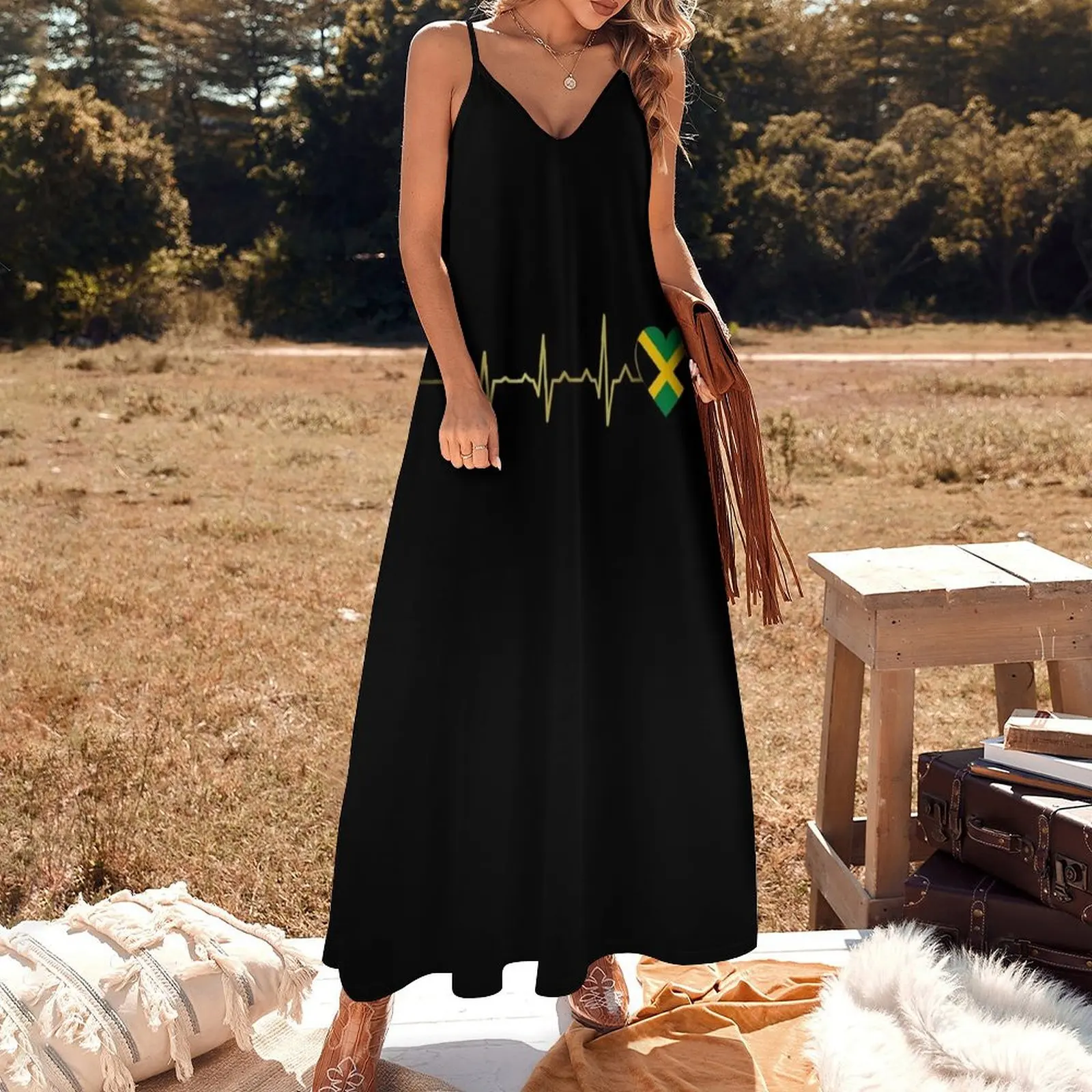 Jamaican Flag Heat Beat Sleeveless Dress Long dress women long dresses luxury woman party dress