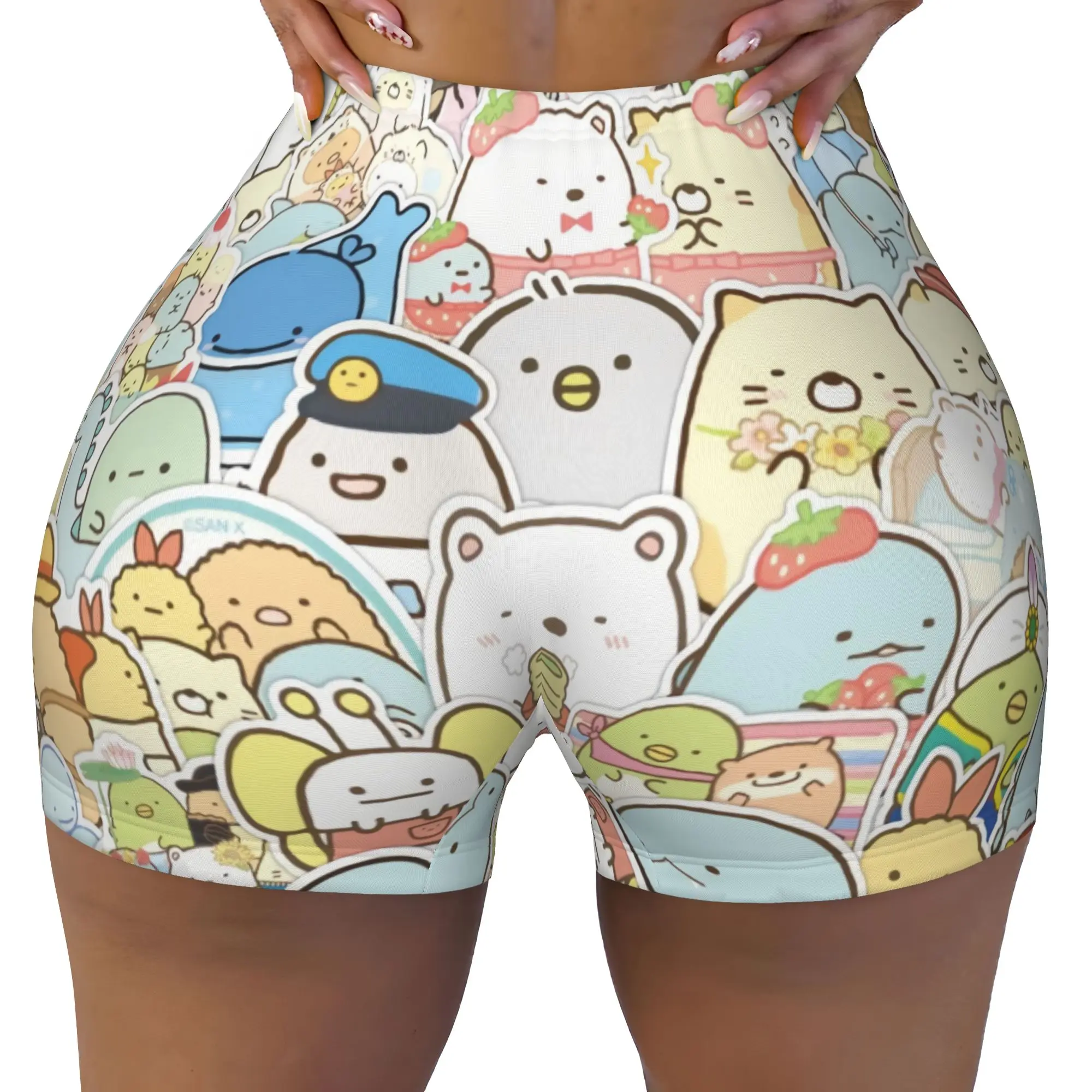Women Japanese Anime  Sumikko Gurashi Cartoon  Workout Yoga Shorts  Gym Athletic Volleyball Biker Shorts