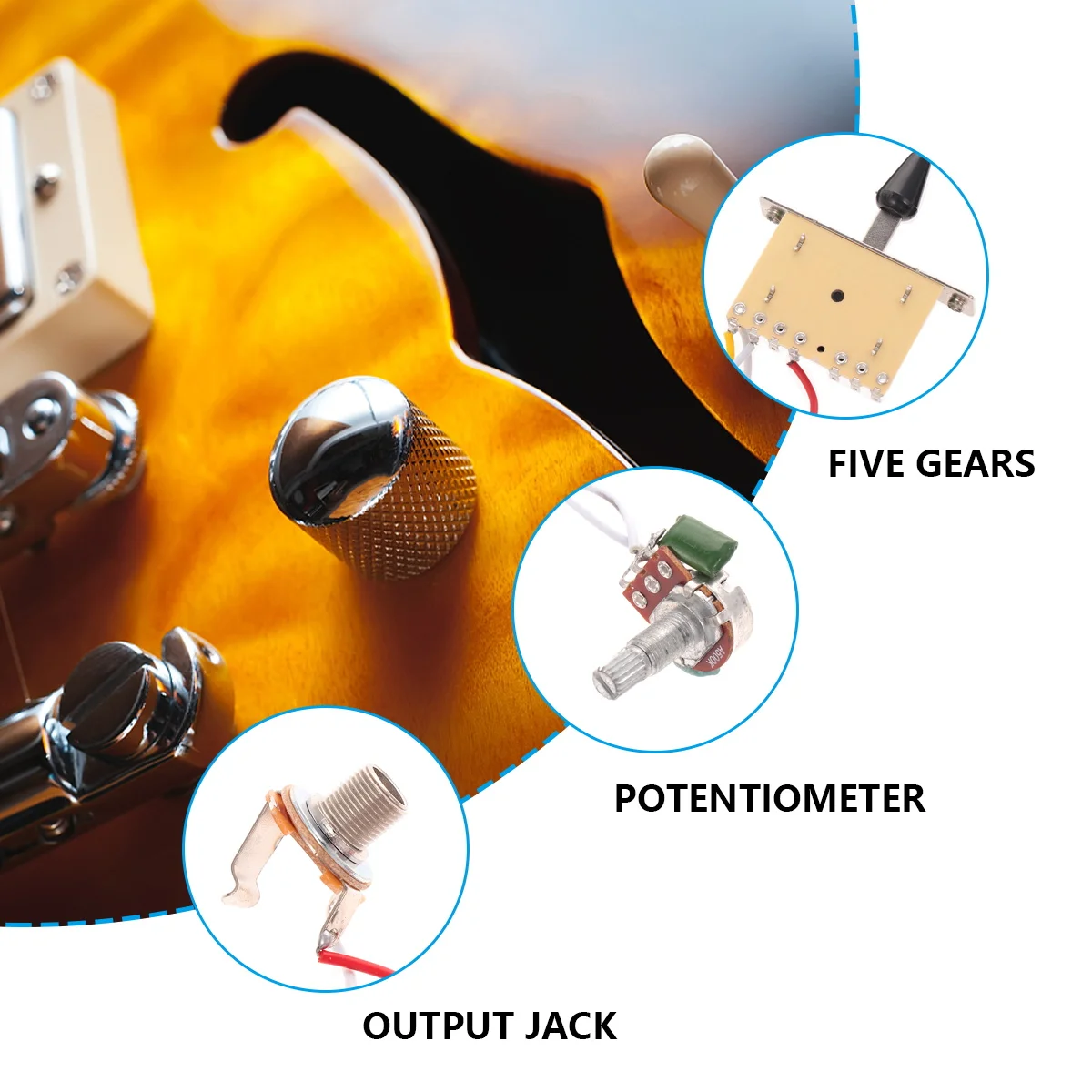 

Electric Guitar Switch Socket Bass Pickup Guitars Electronic Supplies Wiring Kit