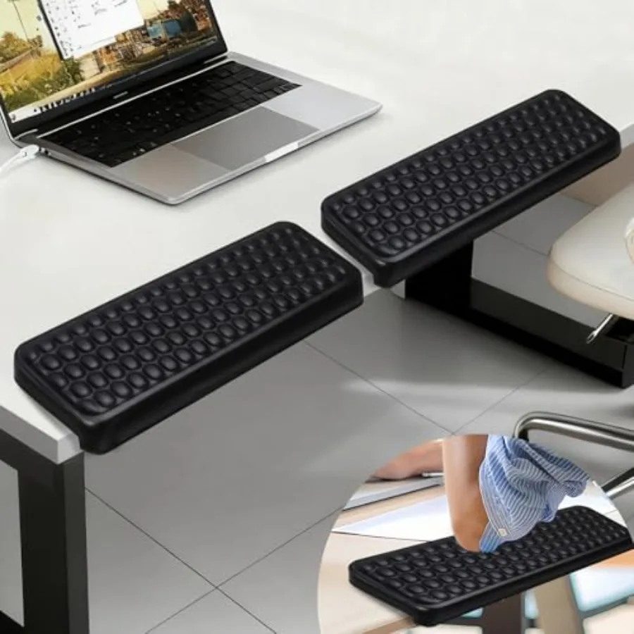 L-Shaped Desk Elbow Pad for Desk, 2-Piece Ergonomic Desk Edge Cushion, PU Leather Elbow Support Padding with Non-Slip, Wrist Co