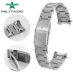 Militado 20mm Solid Stainless Steel Watch Band Men Women Metal With Folding Buckle Accessories for ML08