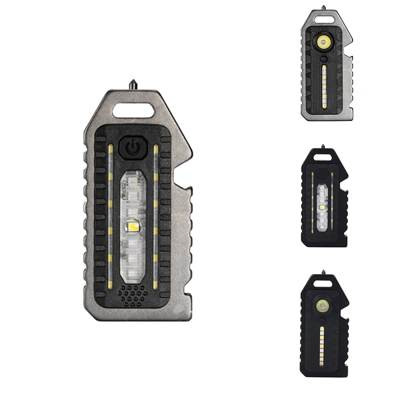1 قطعة USB C قابلة للشحن وامض السلامة الجدة الإضاءة المفاتيح مصباح يدوي تحذير ضوء D