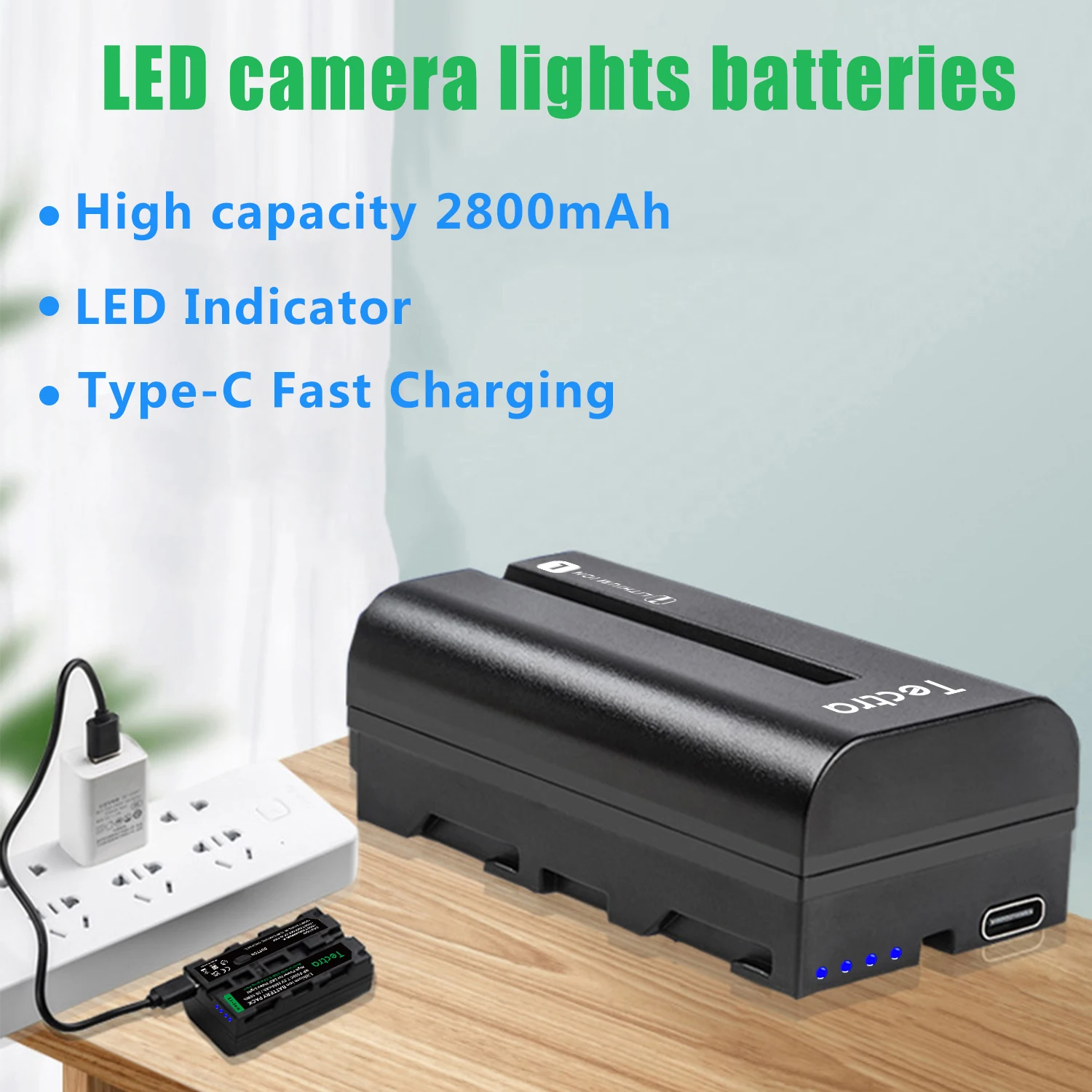 المدمج في نوع C ميناء الشحن لسوني ، NP-F550 ، NP-F570 ، F970 ، F750 ، LED ضوء الفيديو ، الإضاءة التصوير الفوتوغرافي ، البطارية