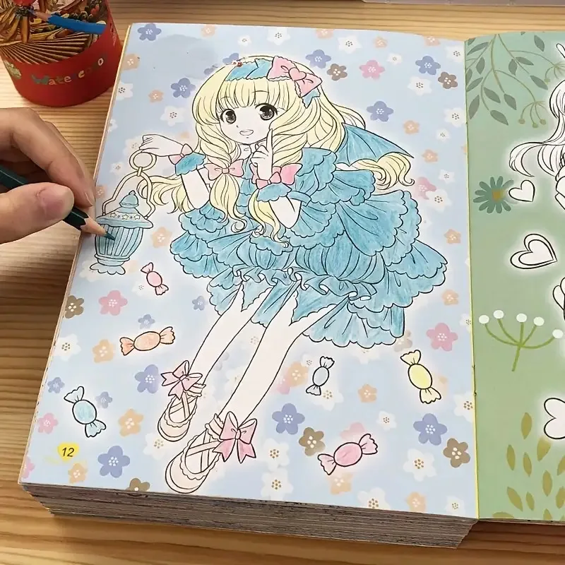 2 Stück Prinzessin Schönes Mädchen Malbuch Niedliche Anime Manga Charaktere Zeichenbuch Premium Dickes Papier Skizzenbuch Stil Journal – Detail 7