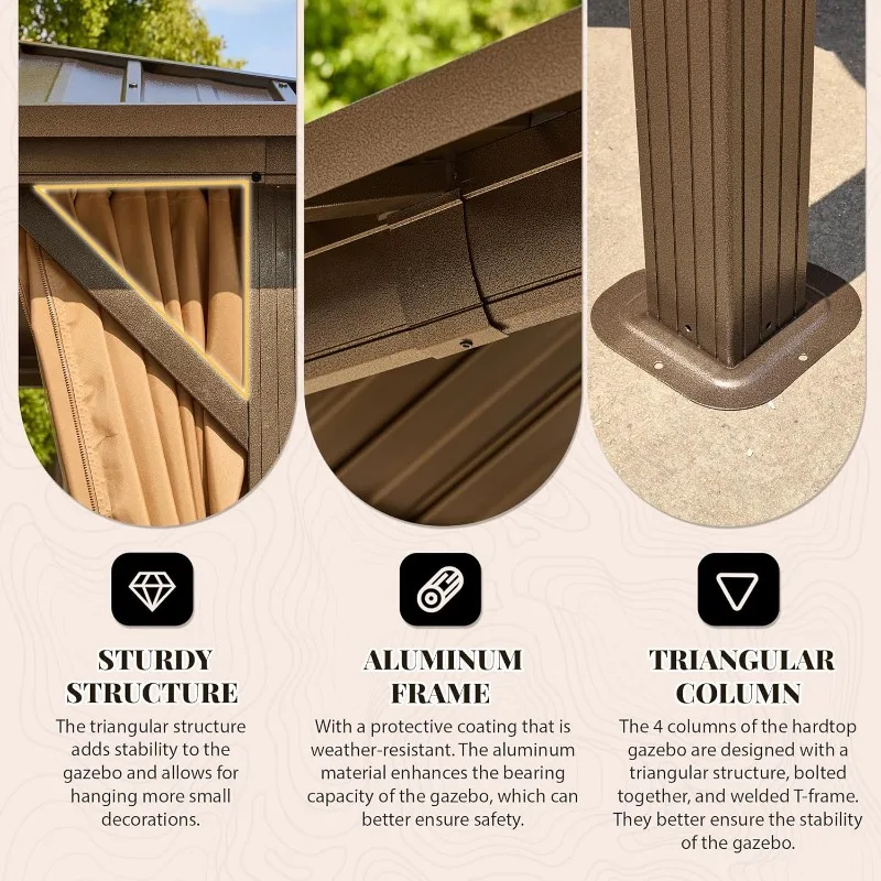 شرفة Hardtop 10x12 FT - جناح فولاذي مجلفن مع شبكة للتجمعات الخارجية #5