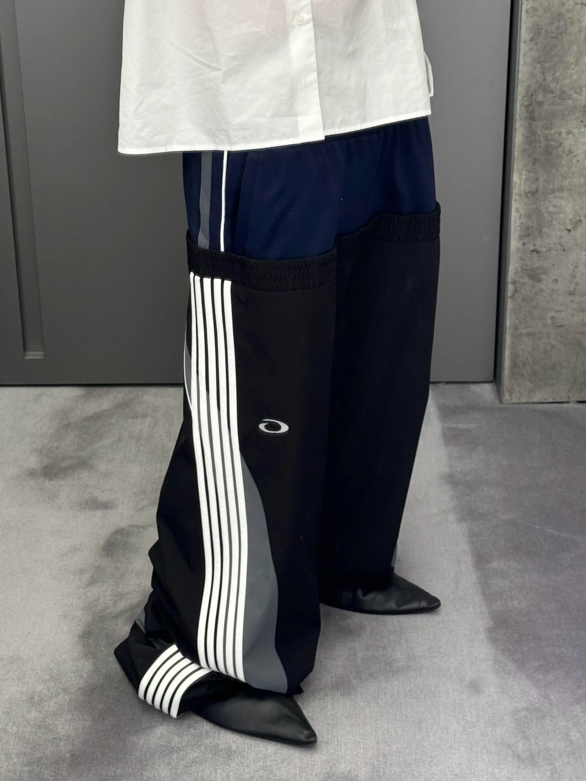 

Двухслойные спортивные брюки унисекс с вышивкой, цветными блоками и боковыми полосками, эластичные, повседневные, длинные