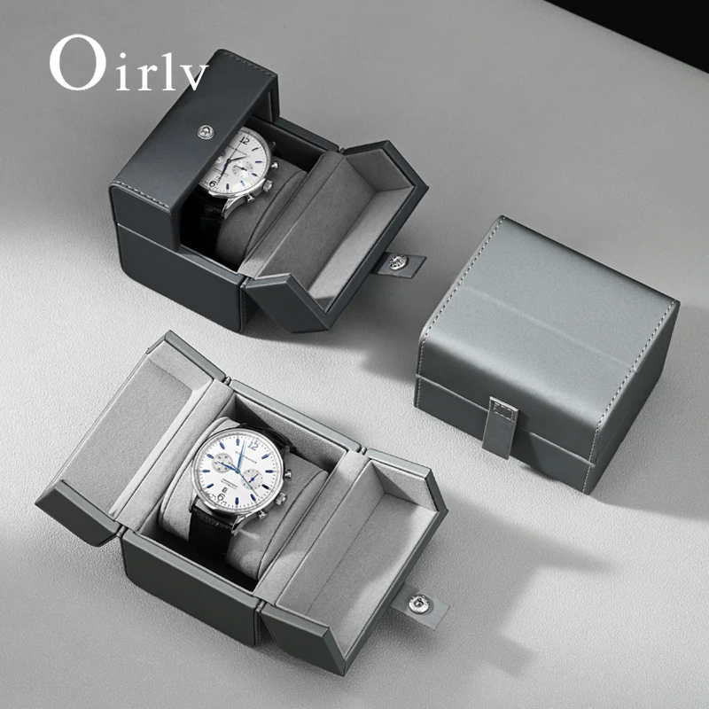 

Oirlv PU Leather Watch Box Single Watch Organizer Watch Display Box Double Opening and Closing Design Watch Case Watch Gift Box