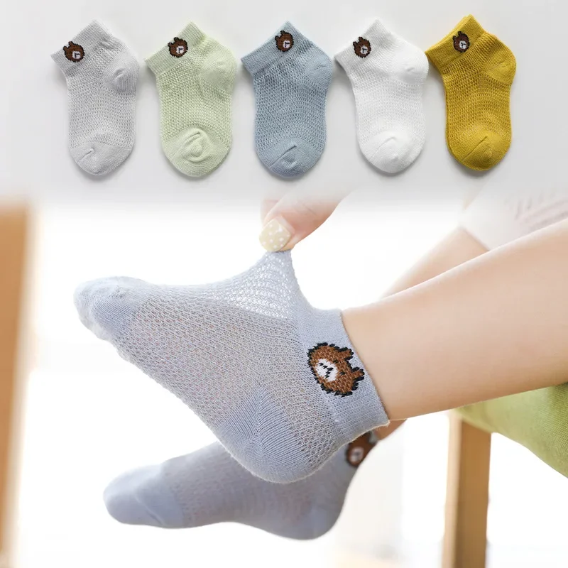 

Cotton Baby Short Socks 5 Pairs Toddler Boys Girls Summer Mesh Thin Sock Kids Children Colorful Socks 5 pairs WMF043