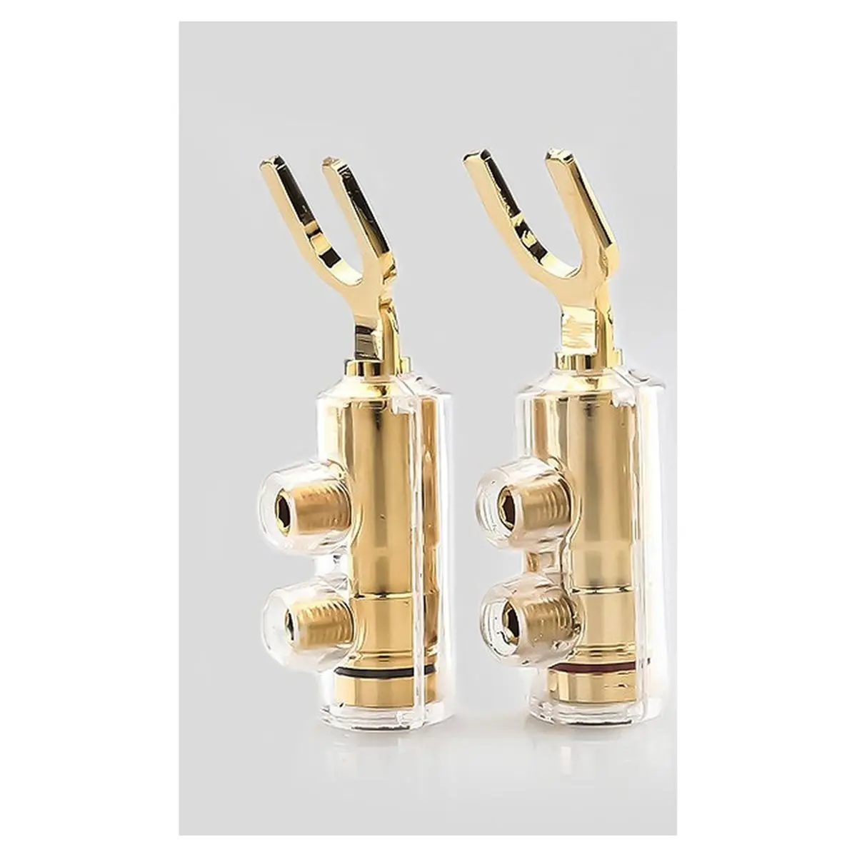 4PCS B554G Spade Connector Speaker Cable Y Spade Plug Audio Screw Fork Connectors