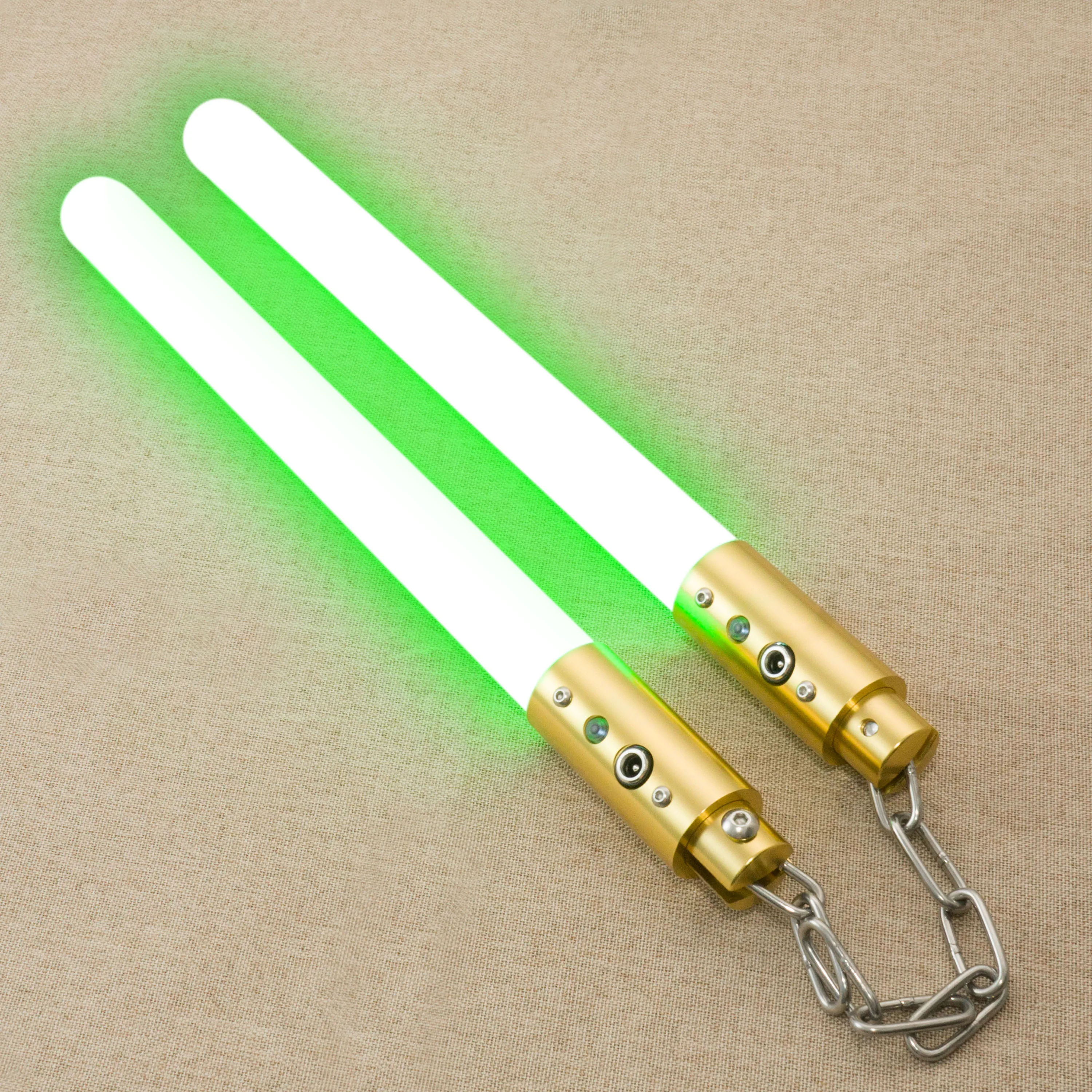 

Nunchaku Gold aluminum alloy metal pixel LED light 7 color change martial arts drill duel