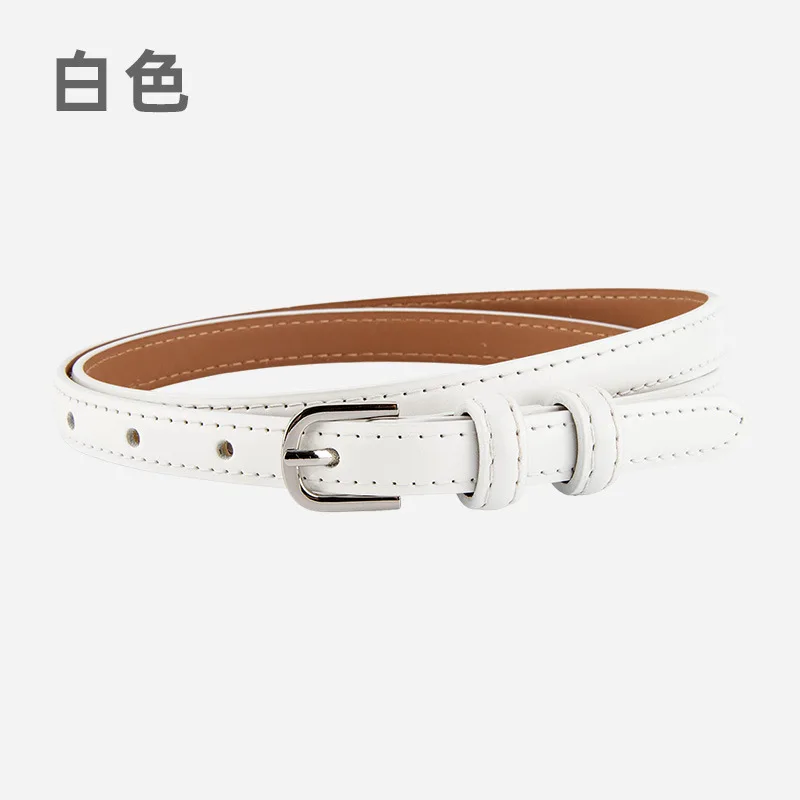 Cintura sottile da donna in vera pelle stile coreano, fibbia ad ardiglione in lega di vacchetta retrò semplice