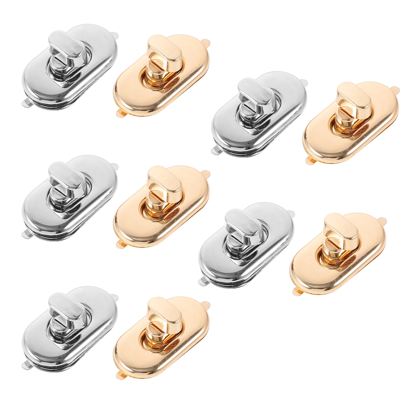 

10pcs Metal Oval Twist Locks Golden 5 Silver 5 Small Light DIY Craft Supplies H bags Purse Closure Bag Turn Lock Sturdy Hardware