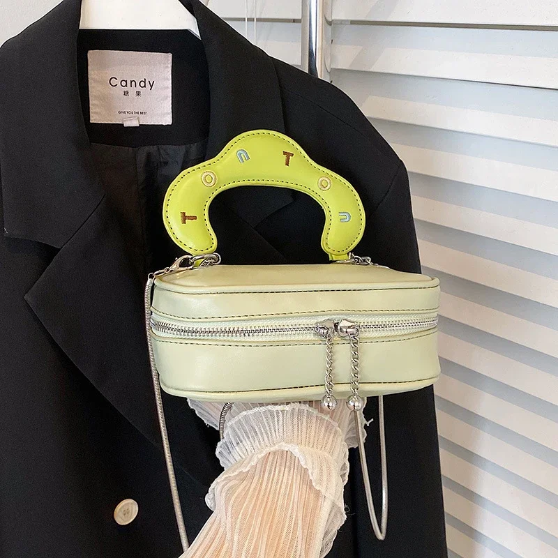 

Trend Chains Box Bags Women PU Leather Cute Lipstick Coin Purse Korean Niche Design Mini Crossbody Bag Female