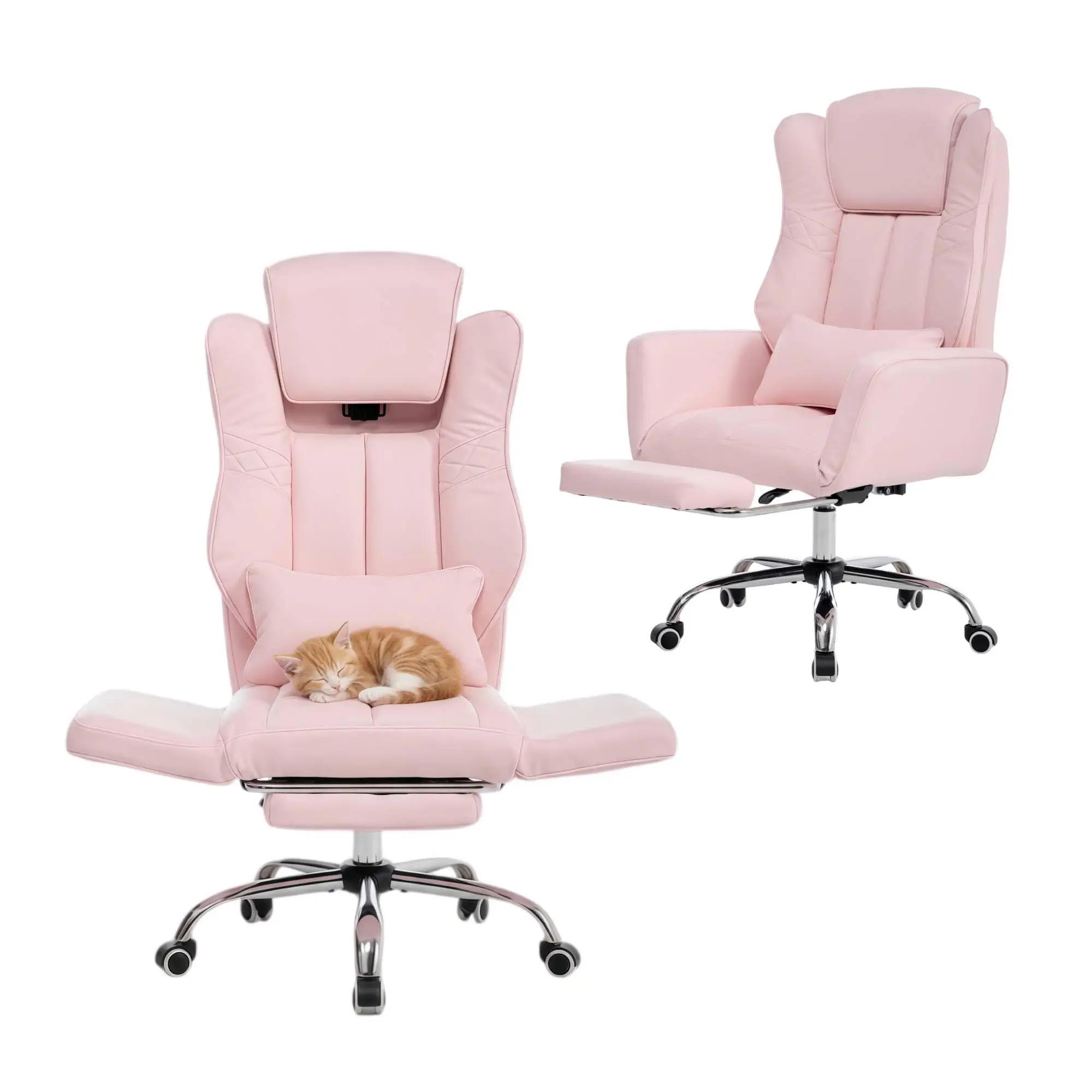 Cross Legged Office Chair with Adjustable Armrests & Headrest