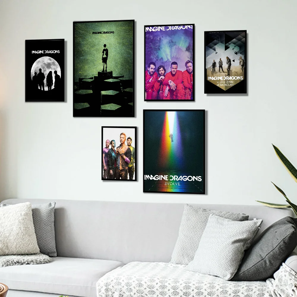 Imagine Dragons Band Classic Vintage Posters Decoracion Painting Wall Art White Kraft Paper Kawaii Room Decor