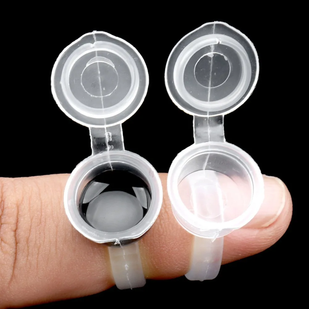 50PCS Tattoo Pigment Ink Ring Cups Eyelash Extend Glue Holder Container With Lid Cover Cap Permanent Makeup Microblading Tool