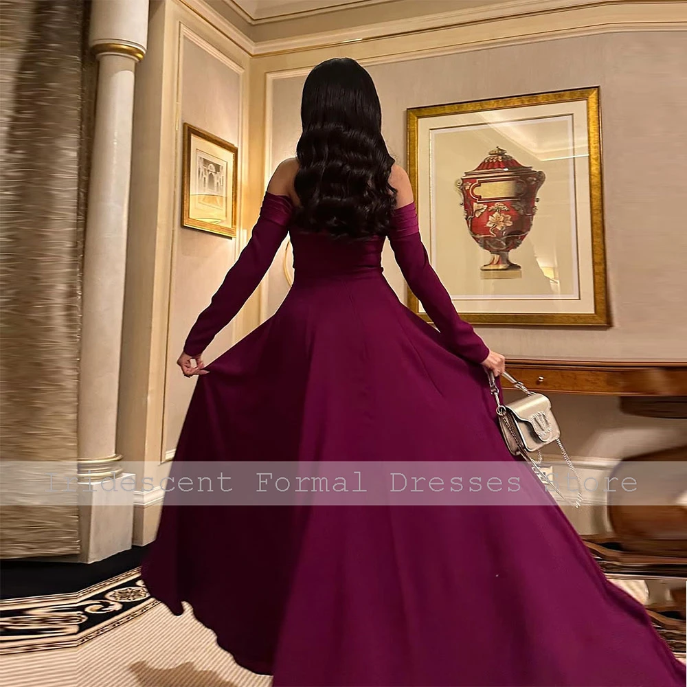 Linia suknie balowe dla kobiet 2025 długie rękawy Off Halter suknie na bal maturalny długa długość podłogi sukienki na formalną imprezę