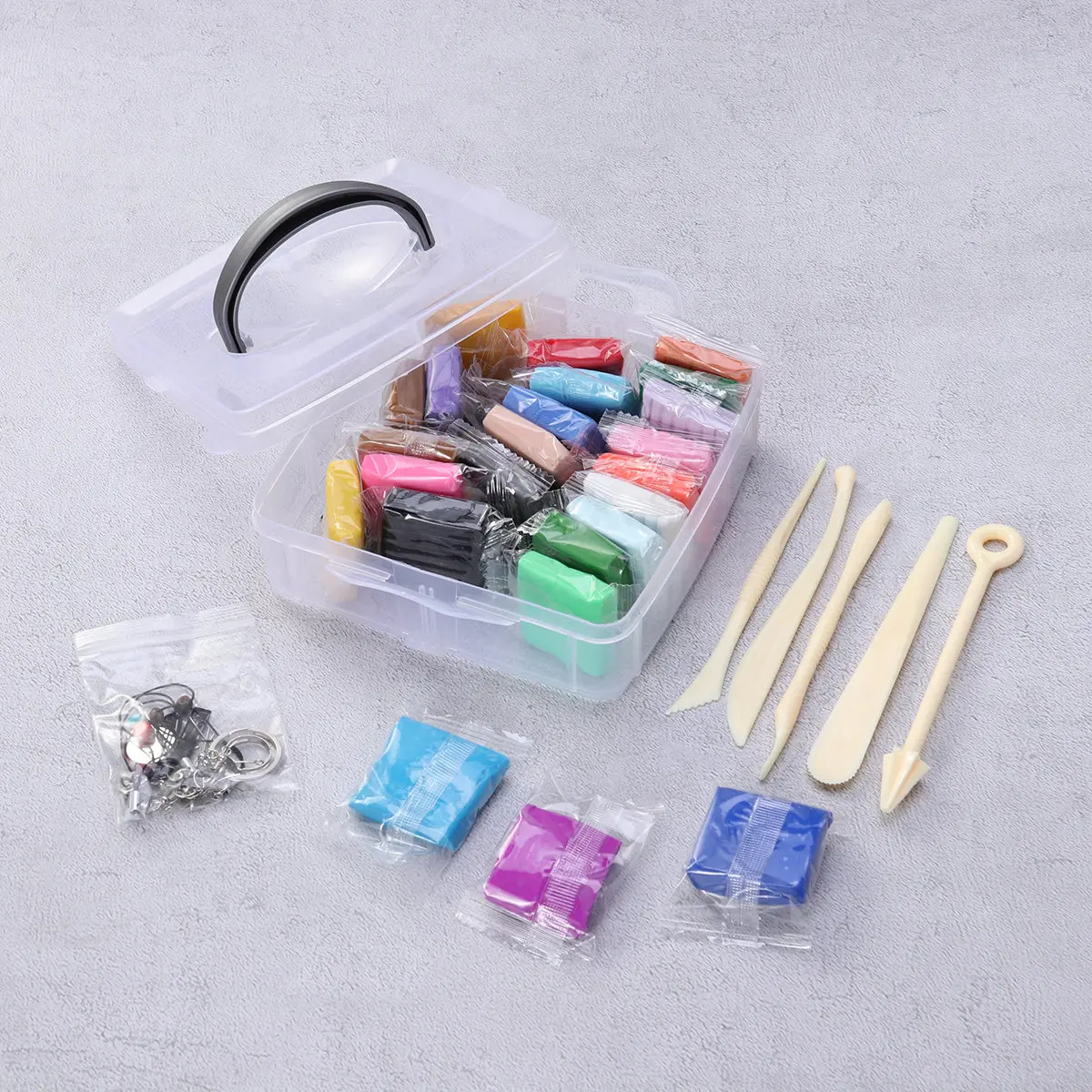 24 Color Oven Bake Polymer Clay Set Non Sticky Easy Shape Modeling Craft Kit for Kids Creative Learning