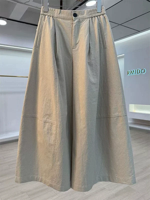 

plus Size Casual Pants Women Summer Loose Straight Leg Wide Leg Pants Pure Color Comfortable Breathable Polyester Fiber