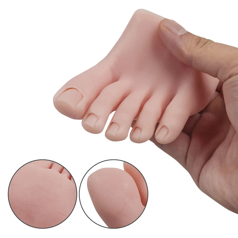 Soft Silicone Silicone Practice Foot Dark Skin Left/Right Nail Art Training Foot Prosthetic Tool Half Foot Mannequin