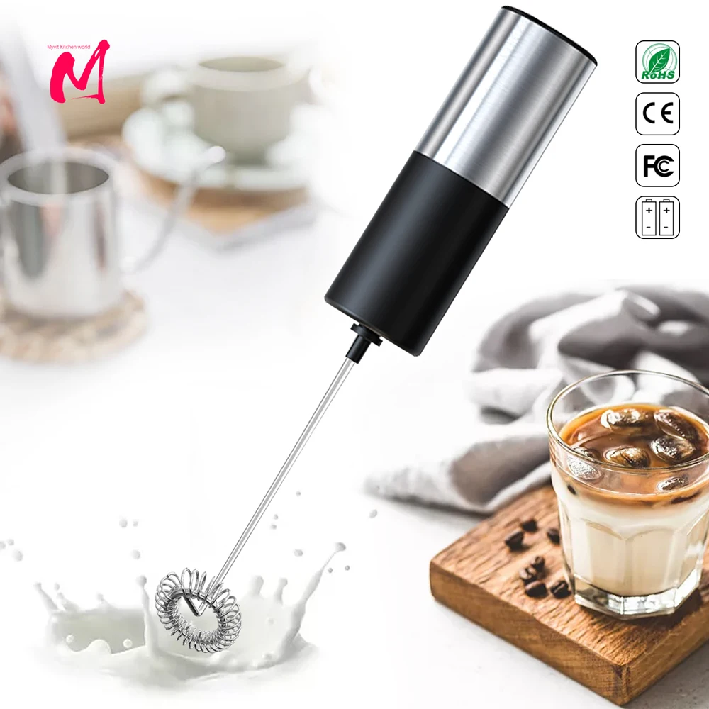 Montalatte elettrico frullatore per latte miscelatore per bevande portatile con supporto in acciaio schiuma Maker frusta Mini frullatori per caffè