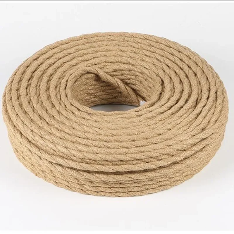 3m 5m 10m 2 Core/3 Core 0.75mm2 Vintage Hemp Rope Twisted Cable Retro Lamp Cord Braided Electrical Wire For DIY Lights