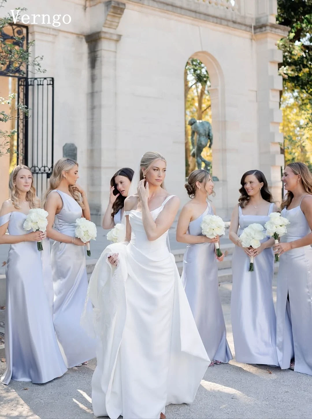 Verngo Elegant Mermaid Wedding Dress Off The Shoulder Sweap Train Bridal Gowns Women Romantic Prom Bride Dress Customized