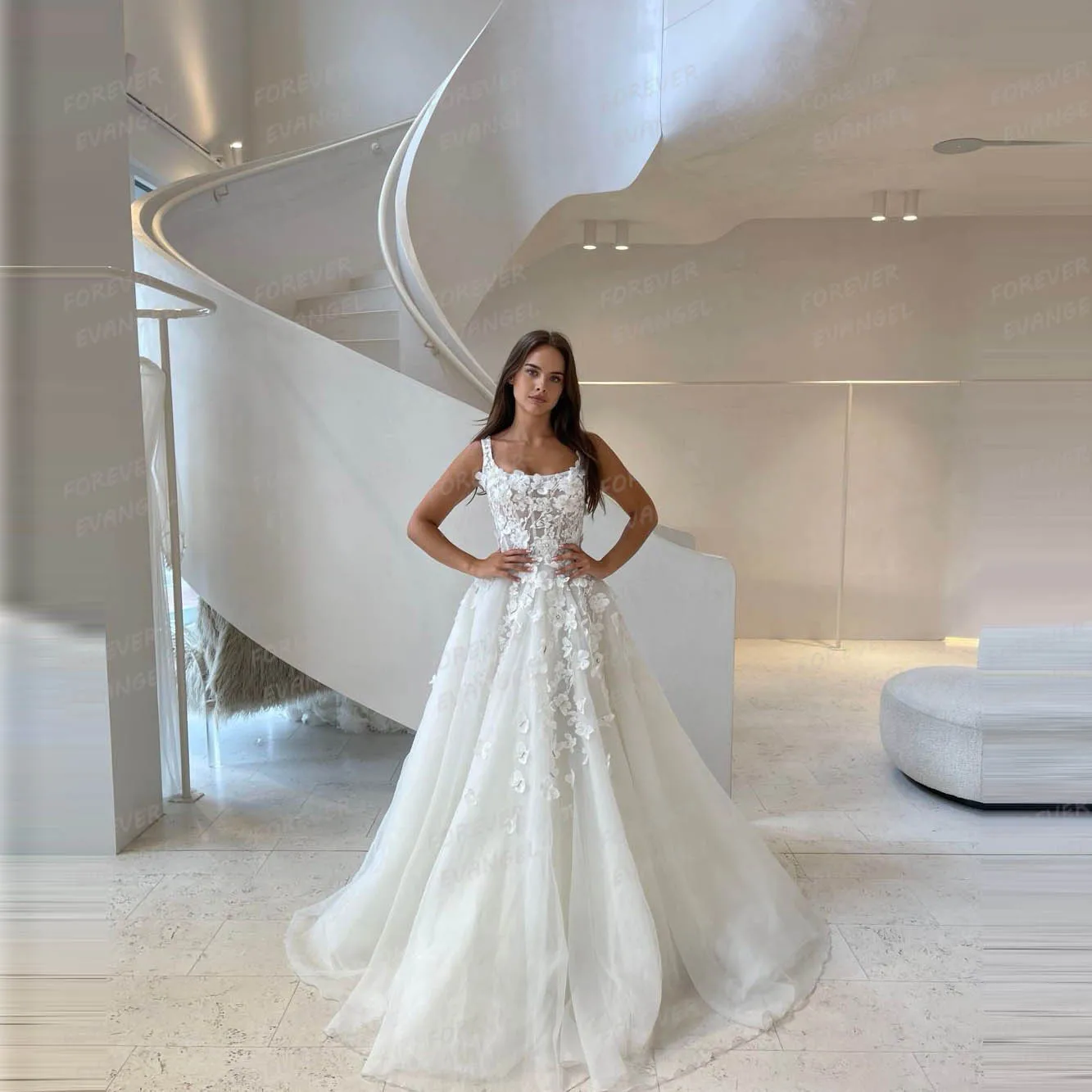

Simple Sexy 2025 Wedding Dresses A Line Appliques Woman's Boat Neck Sleeveless Tulle Bride Gowns Vestidos De Noche Customized