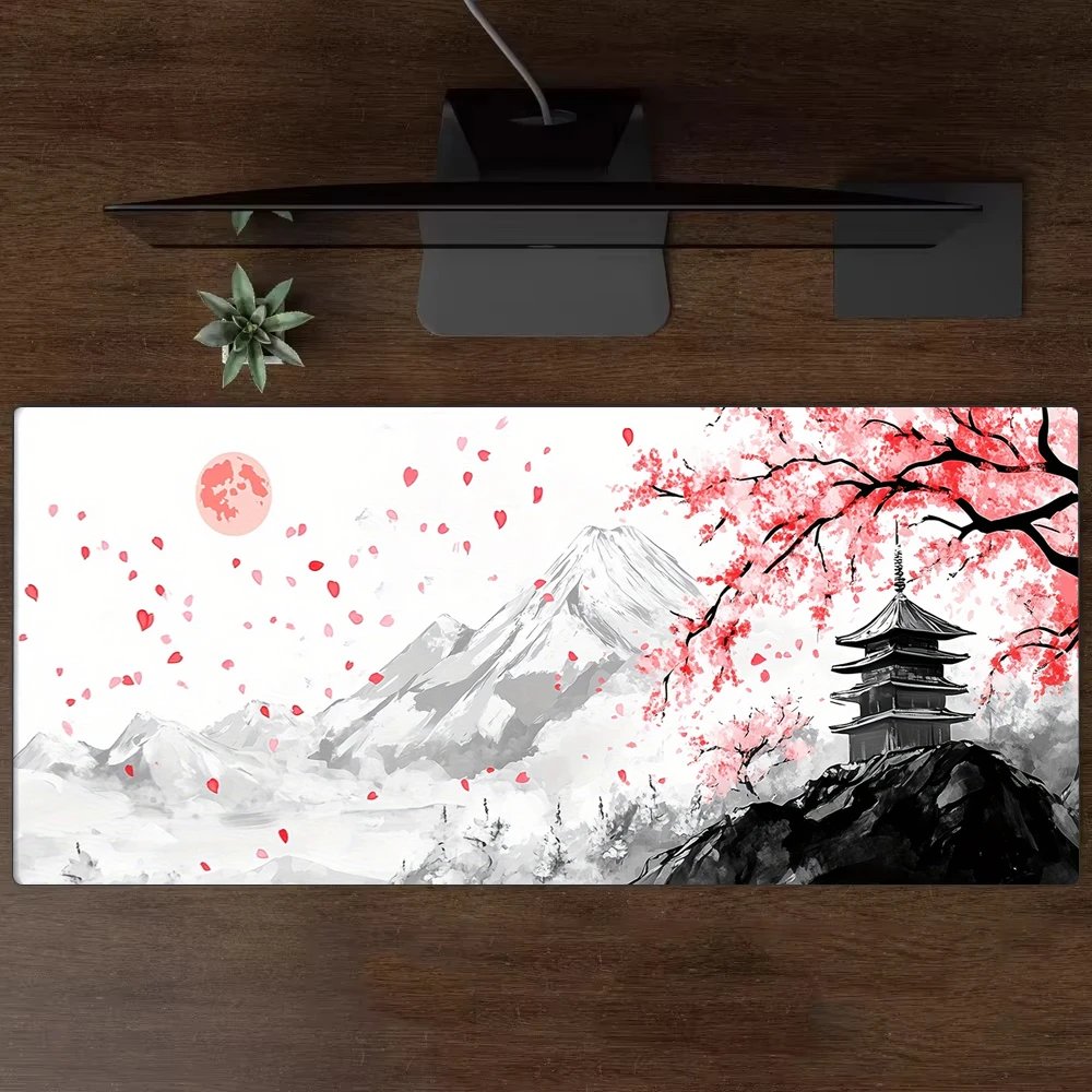 Japanese Cherry Blossom Design Large Mouse Pad Desk Mat Gaming Mats Anti-Slip Durable Keypad Mouse Mat Landscape Mauspad Muismat