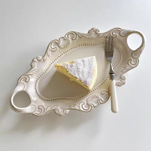 Decorative Tray European Style Court Carved Flower round Plate Double Ear Western Plate Jewelry Display Tray