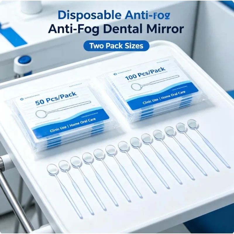 50/100pcs Dental Disposable Anti Fog Oral Mirror Color Handle Oral Examination Mirror Blade Self Antifogging High Definition