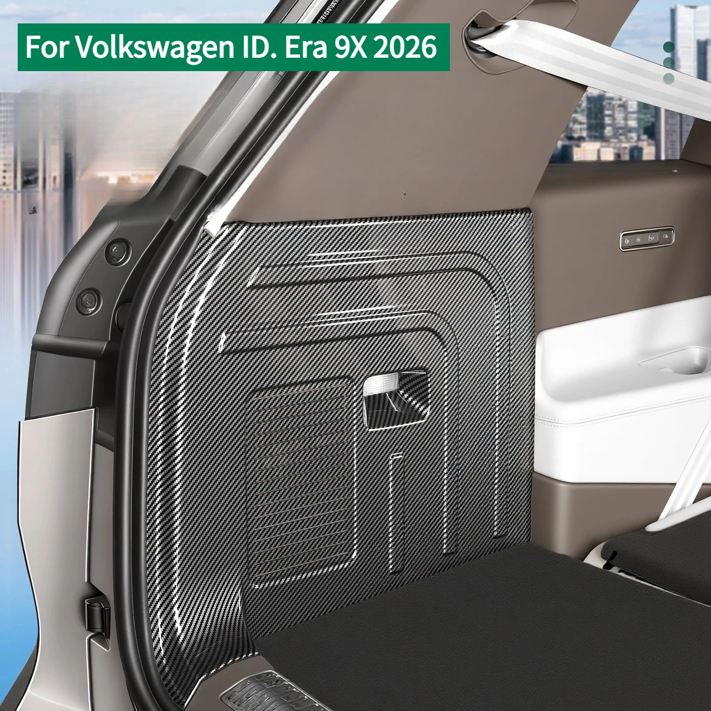 Carbon Fiber Pattern Trunk Side Protection Cover For Volkswagen ID. Era 9X ABS Scratch-Resistant and Durable Interior Accessory
