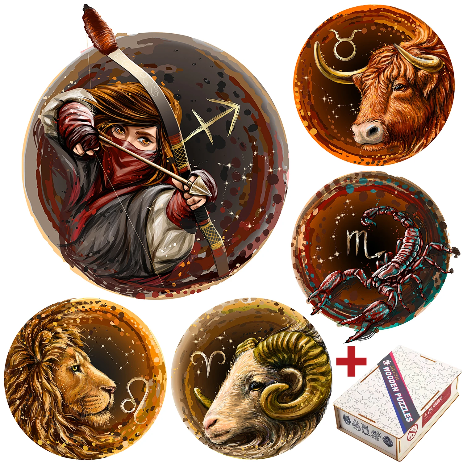 

Senior Wooden Twelve Constellations Puzzles Charming Sagittarius Leonis Puzzle Games Popular Festival Gifts For Adults Kids