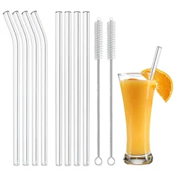 Reusable Glass Straws Smoothie Drinking Straw for Milkshakes Frozen Drinks Environmentally Friendly Drinkware Straws Set