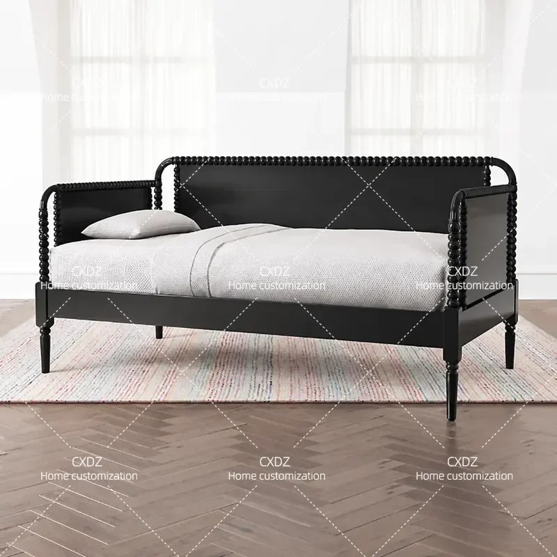 Solid Wood Beaded Sofa Retro Simple Sugar Gourd Couch Small Apartment Living Room Furniture Customization