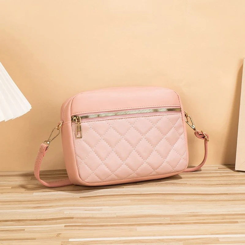 

Classic Diamond Grid Small Square Bag Women's Shoulder Bag PU Leather Fashionable Multifunctional Crossbody Bag